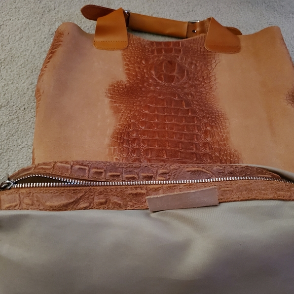 NEW Sharo Genuine Leather Deleite Large Tote Handbag Made in Italy - Picture 8 of 10